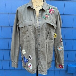 💚💚💚Top shop green top button up medium 10 olive green